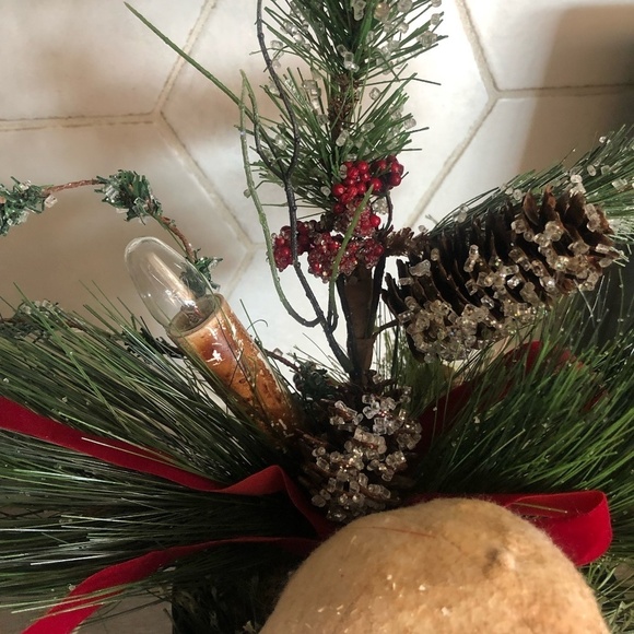 PRIMITIVE HANDMADE SNOWMAN LAMP ARRANGEMENT IN PLASTIC FOLGERS COFFEE CAN - Picture 5 of 10